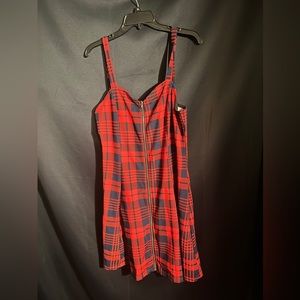 Red and navy plaid dress